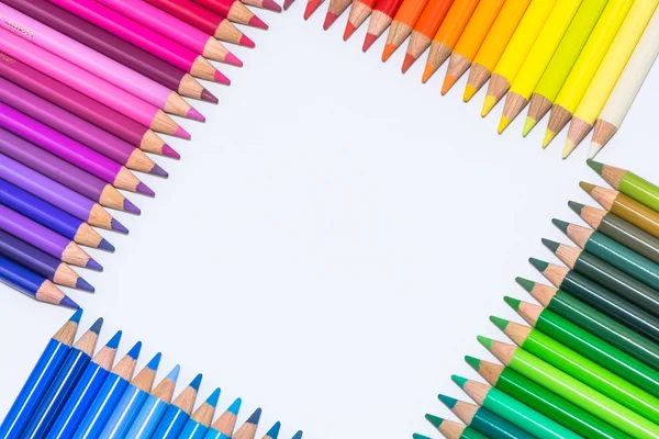 Square Built with Colorful Crayons — Stock Photo, Image