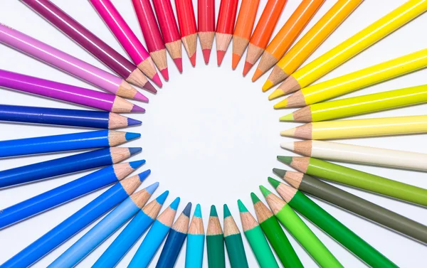 Círculo com lápis de cera coloridos — Fotografia de Stock