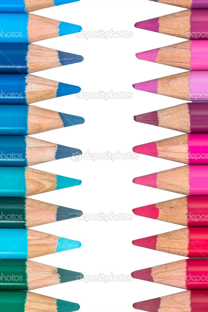 Two Opposite Rows with Colorful Crayons