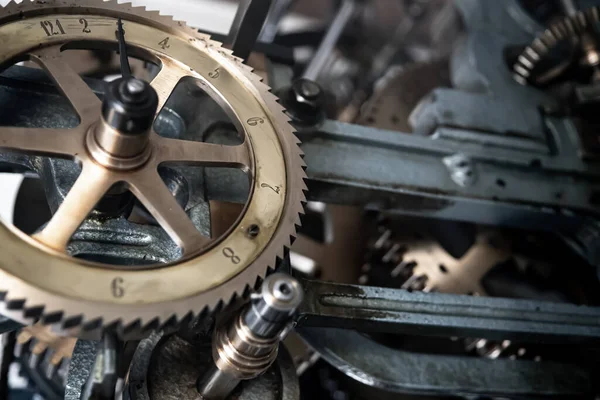 Detail Mechanic Clockwork Cogwheels Vintage Clock — Stock Photo, Image