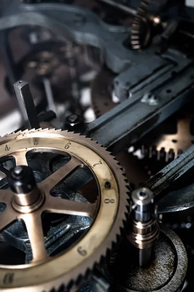 Detail Mechanic Clockwork Cogwheels Vintage Clock — Stock Photo, Image