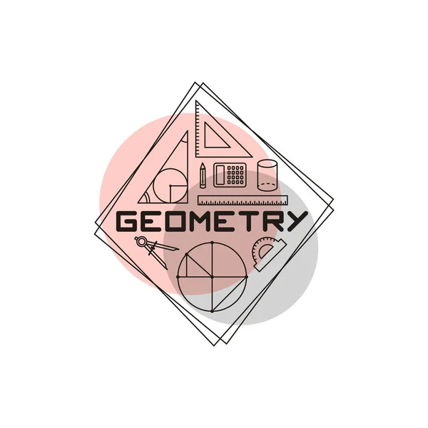 線の学校の要素とシンプルな近代的なスタイルで幾何学のベクトルデザインロゴ 学校のチュートリアル バナー ポスター プレゼンテーション スプラッシュ画面 または教育プロジェクトのエンブレム — ストックベクタ