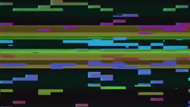 Testo pop-up - ERRORE. Effetti VHS e Glitch su sfondo nero con testo periodicamente pop-up: ERRORE. I problemi del segnale video della TV degli anni '80 e le interferenze sullo schermo. — Video Stock