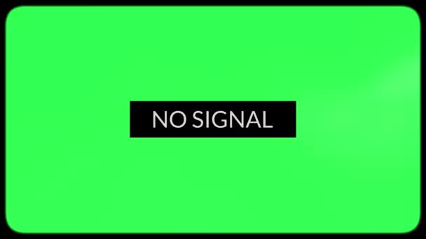 4K 입니다. 오래 된 녹색 티비 스크린. 정규 팝업 텍스트가 있는 녹색 화면에 오래 된 TV 의 영향 - No Signal. 오래 된 TV 크롬 키. — 비디오