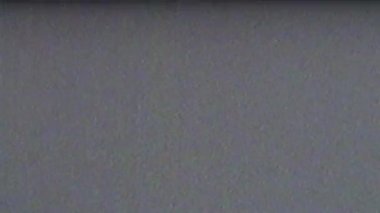 VHS. CRT ekranının gri arkaplanı. Televizyon sinyalinin kesilmesi. VHS titremesi, titremesi, titremesi, arızası, gürültü ve gri ekrandaki objeler. Retro 80 'ler, 90' lar.