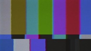 VHS. Sinyal yok. VHS efektli SMPTE renk çubukları. Eski CRT TV renk oluşturma testi - Sinyal Yok. SMPTE renk çizgisi teknik sorunları.