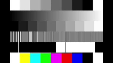 Arıza efekti retro TV Flashing SMPTE renk çubukları. SMPTE renk şeridi teknik problemleri. Renk Çubukları veri arızaları.