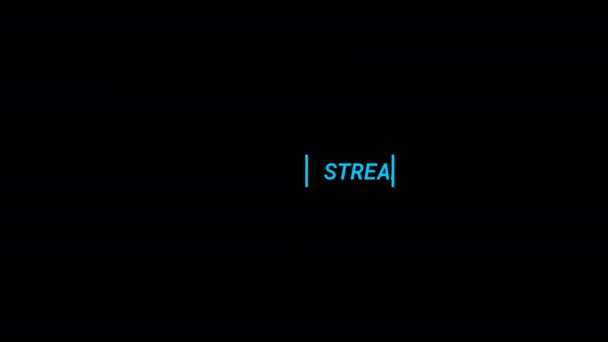 Animiertes Live-Stream-Intro auf schwarzem Hintergrund. Pop-Up-Bildschirmschoner mit Text - Live-Stream. — Stockvideo