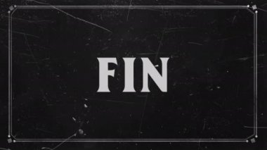 Retro Outro 'da. İçinde metin olan klasik bir metin ekran koruyucusu - FIN. Sessiz sinema döneminden bir film çerçevesi, bir başlık metni olan FIN 'i gösteriyor. Outro.