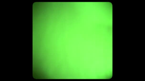 Зелений Екран Закругленими Краями Пошкодженою Плівковою Стрічкою Вінтажна Телевізійна Хромосома — стокове відео