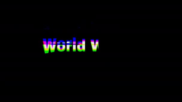 World War Iii Pop Text Black Background Glitch Effect Intro — 图库视频影像