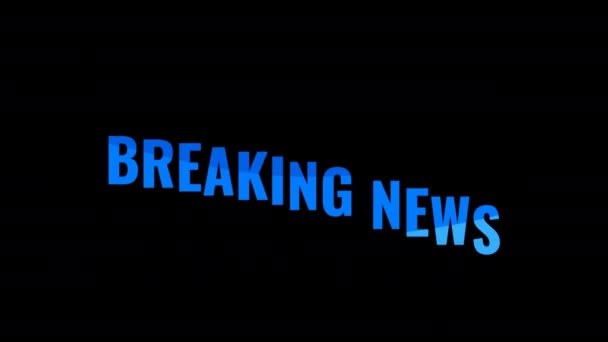 Вступление Черном Фоне Всплывающая Заставка Текстом Breaking News Интро — стоковое видео