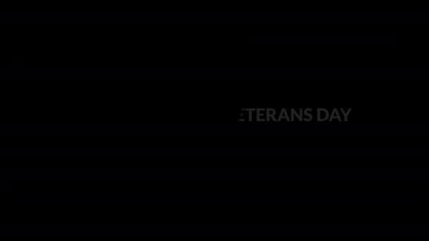退役軍人の日 テキスト イントロ テキスト付きポップアップスクリーンセーバー 退役軍人の日11月11日 アメリカ愛国的なアメリカの退役軍人の国民の日の概念 — ストック動画
