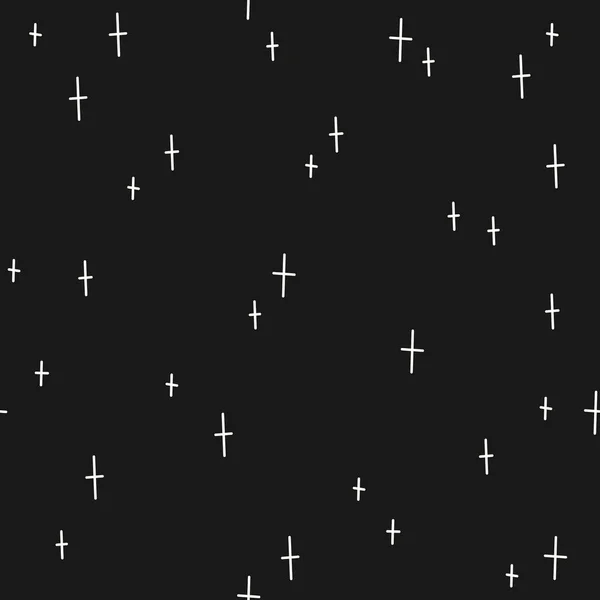 Croix Blanche Sur Fond Noir Modèle Sans Couture Vectoriel — Image vectorielle