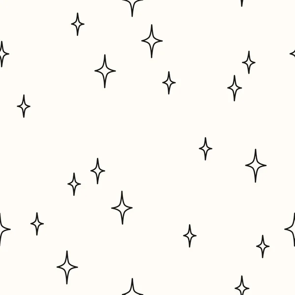 Étoiles Dessinées Main Sur Fond Blanc Modèle Sans Couture Vectoriel — Image vectorielle
