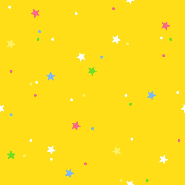 Confettis Colorés Sur Fond Jaune Modèle Sans Couture Vectoriel — Image vectorielle