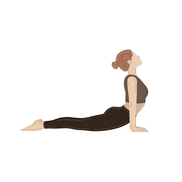 Joven Mujer Delgada Haciendo Ejercicio Yoga Urdhva Mukha Shvanasana Postura — Vector de stock