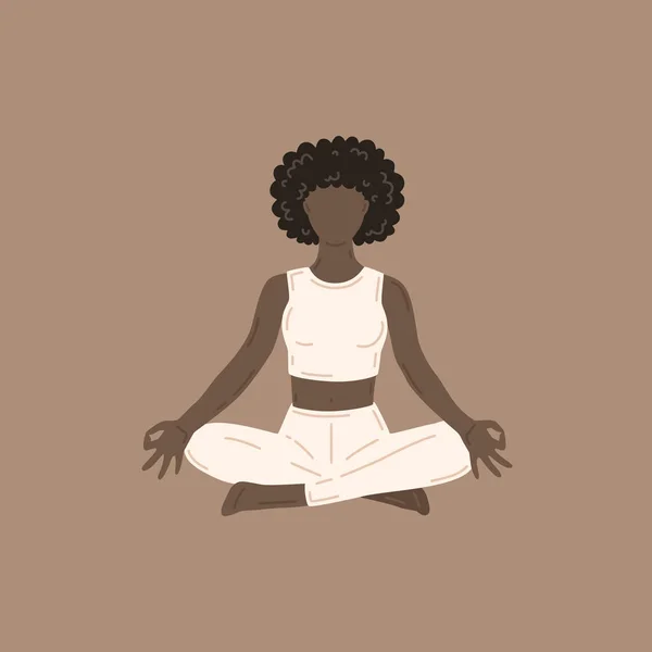 Sukhasana Asana Een Makkelijke Pose Jonge Slanke Vrouw Doet Yoga — Stockvector