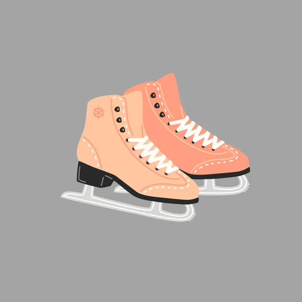 Mujer Patines Hielo Rosa Para Patinaje Artístico Ilustración Vectorial — Vector de stock