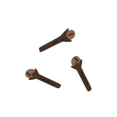 Beyaz arka planda kurumuş karanfiller. Vektör düz resimleme