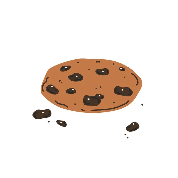 Ilustração Plana Vetorial Biscoito Chocolate Fundo Branco —  Vetores de Stock