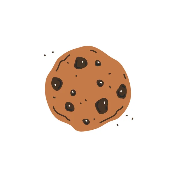 Galleta Chispas Chocolate Sobre Fondo Blanco Ilustración Plana Del Vector — Vector de stock