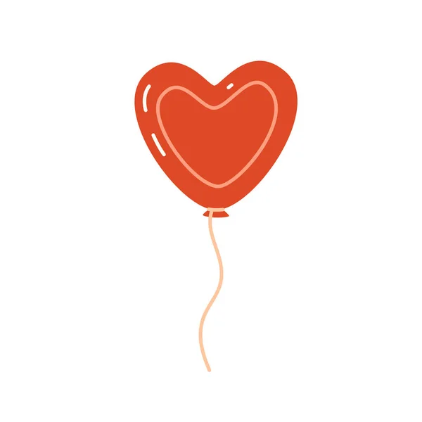 Red Heart Shaped Balloon Vector Flat Illustration — Stockvektor