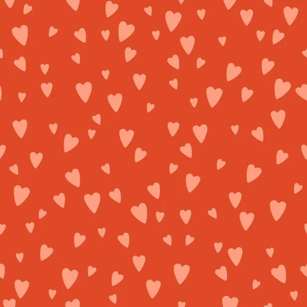 День Святого Валентина Безшовний Візерунок Рожеві Серця Червоному Тлі — стоковий вектор