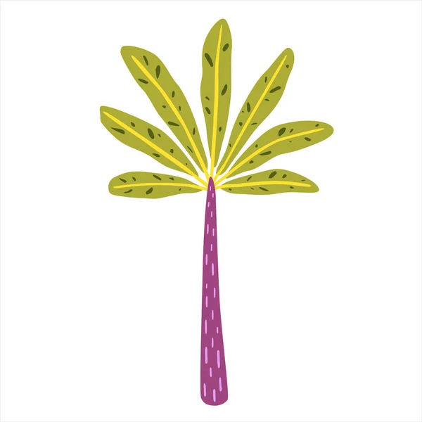 Bunte Palme Mit Gefleckten Blättern Vektorflache Illustration — Stockvektor