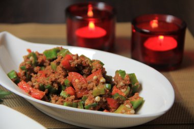 Okra with Mince Meat clipart