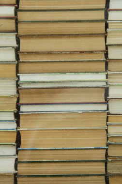 Pencerenin dışında bir yığın eski kitap.