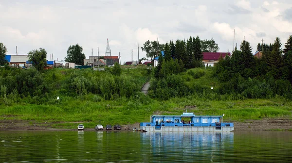 2021 Russia Krasnoyarsk Region View Village Verkhneimbatsk Yenisei River — Stock Photo, Image