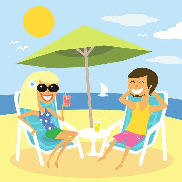 Playa vacaciones de verano — Vector de stock