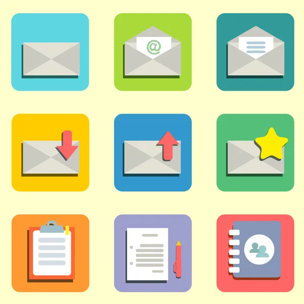 Mail flat icons — Stock Vector