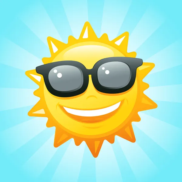 Sol con gafas de sol — Vector de stock