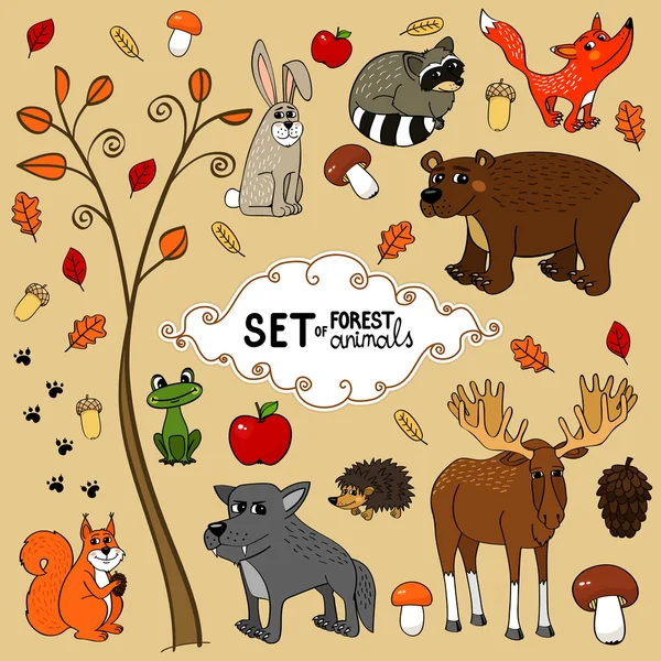 北の森の動物 — ストックベクタ