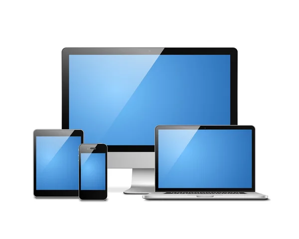 Realistic vector laptop, tablet computer, monitor and mobile phone