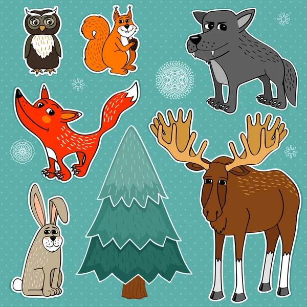 Animais da floresta de Inverno —  Vetores de Stock