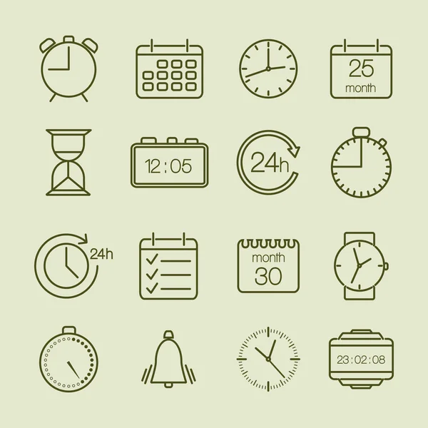 Simple time and calendar icons Stock Vector