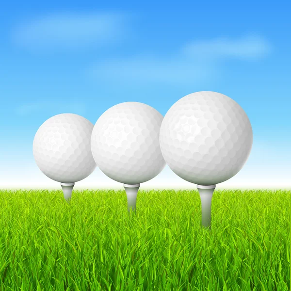 Bolas de golfe na grama verde —  Vetores de Stock