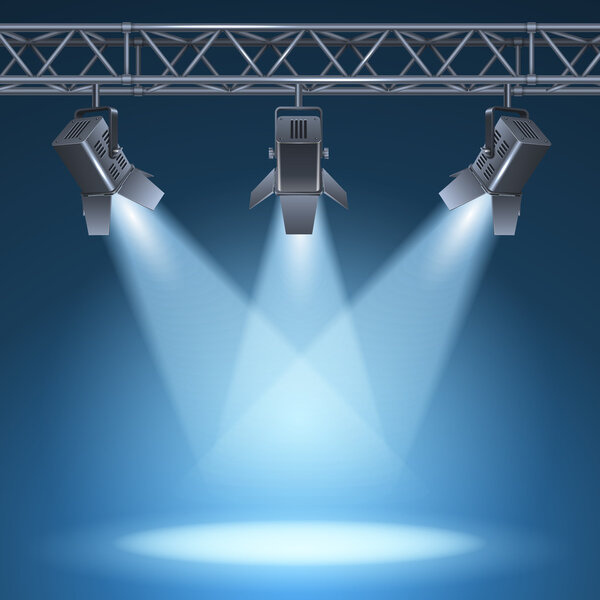 Escenario con luces — Vector de stock