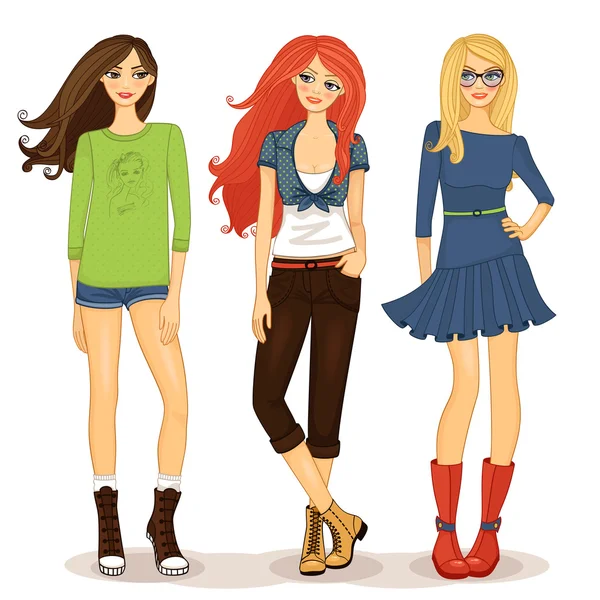 Chicas amistosas — Vector de stock