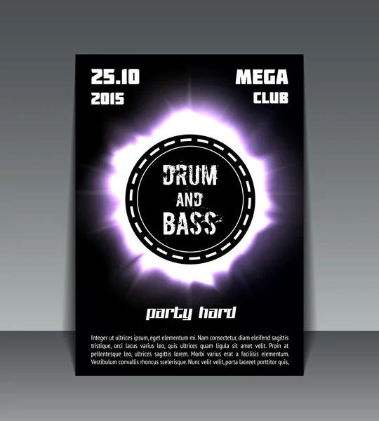 Tambour et basse partie flyer — Image vectorielle