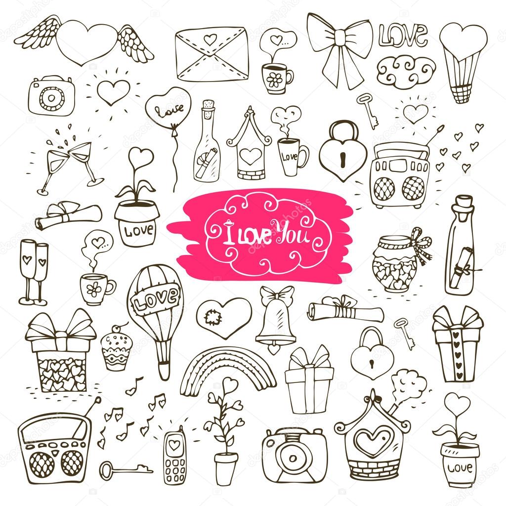 Love doodle icons