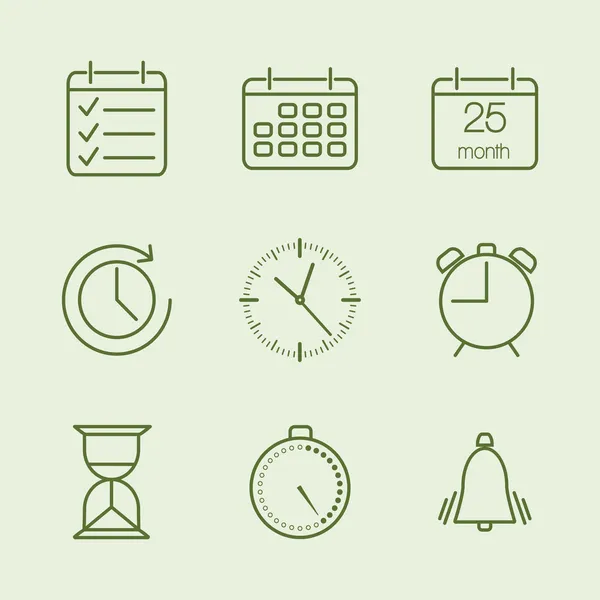 Contoured time and calendar icons Royalty Free Stock Illustrations