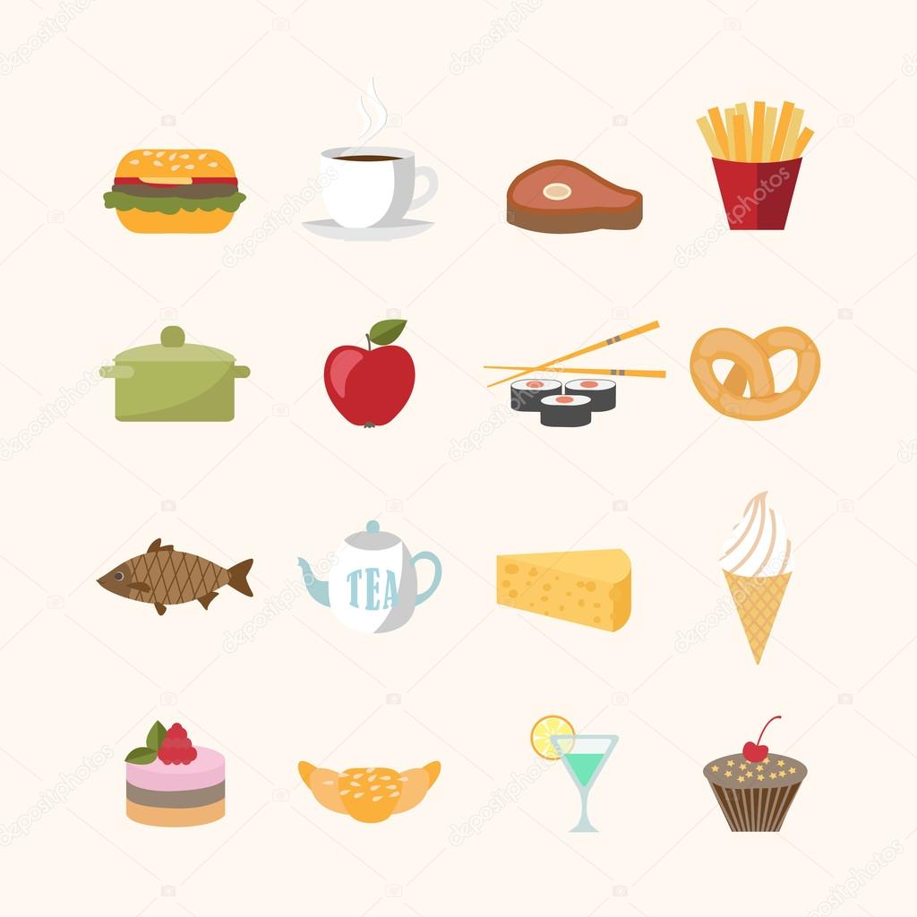 Food icons in flat style