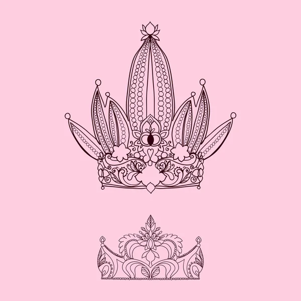 Princess crown en tiara — Stockvector