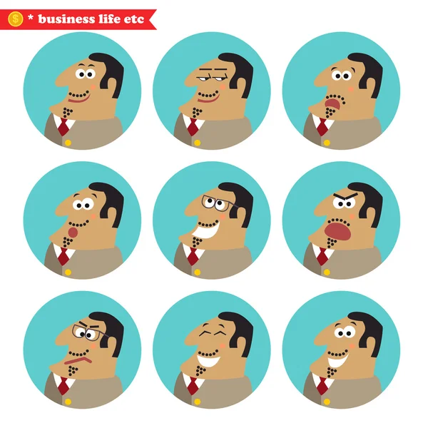 Boss emociones faciales — Archivo Imágenes Vectoriales