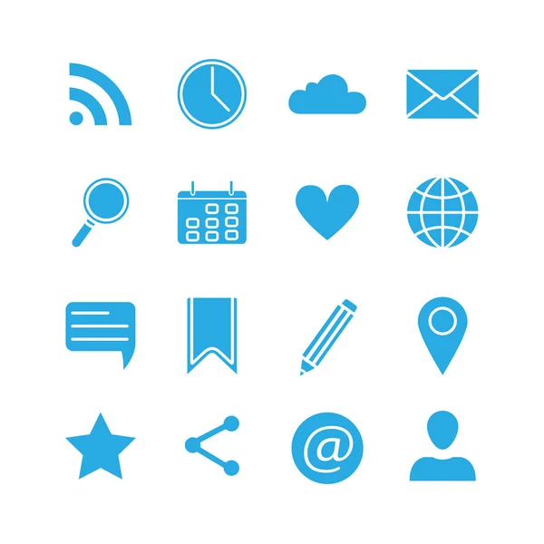 Silhouet sociaal media iconen set — Stockvector