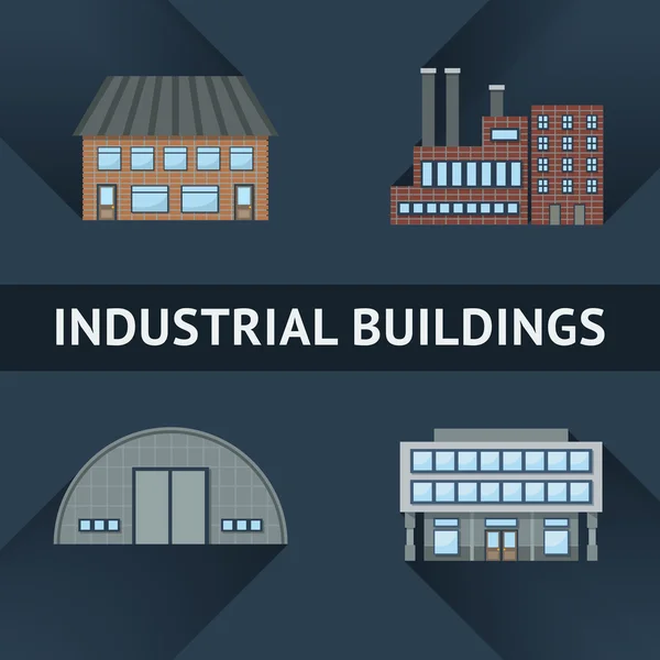 Ikonen des Industrie- und Geschäftsbaus — Stockvektor